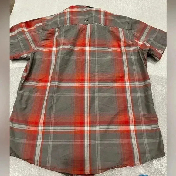 [L]Kuhl Red/Gray Plaid Short Sleeve Button  Up Outdoor Shirt - Picture 7 of 7